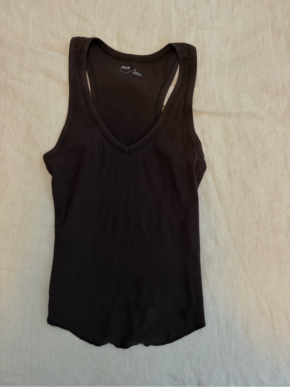 Aerie Women’s Brown V-Neck Ribbed Tank Top - size m - NWOT